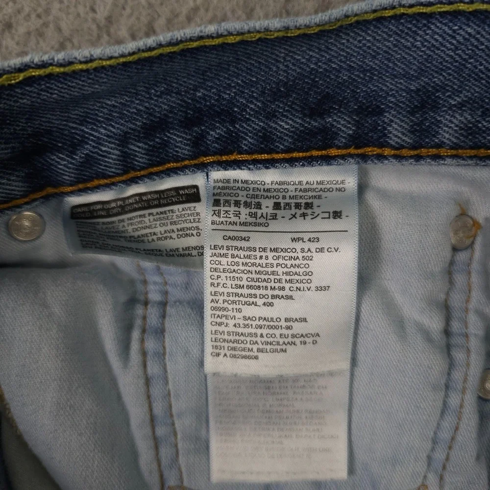 Levis 505 Jeans Mens 36x32 Blue Regular Fit Straight Distressed Workwear Grunge